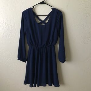 Blue Long Sleeve Dress