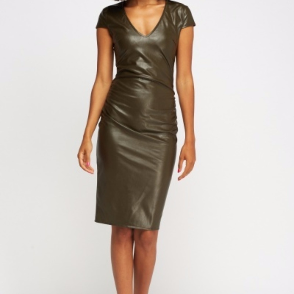Faux Leather Midi Dress
