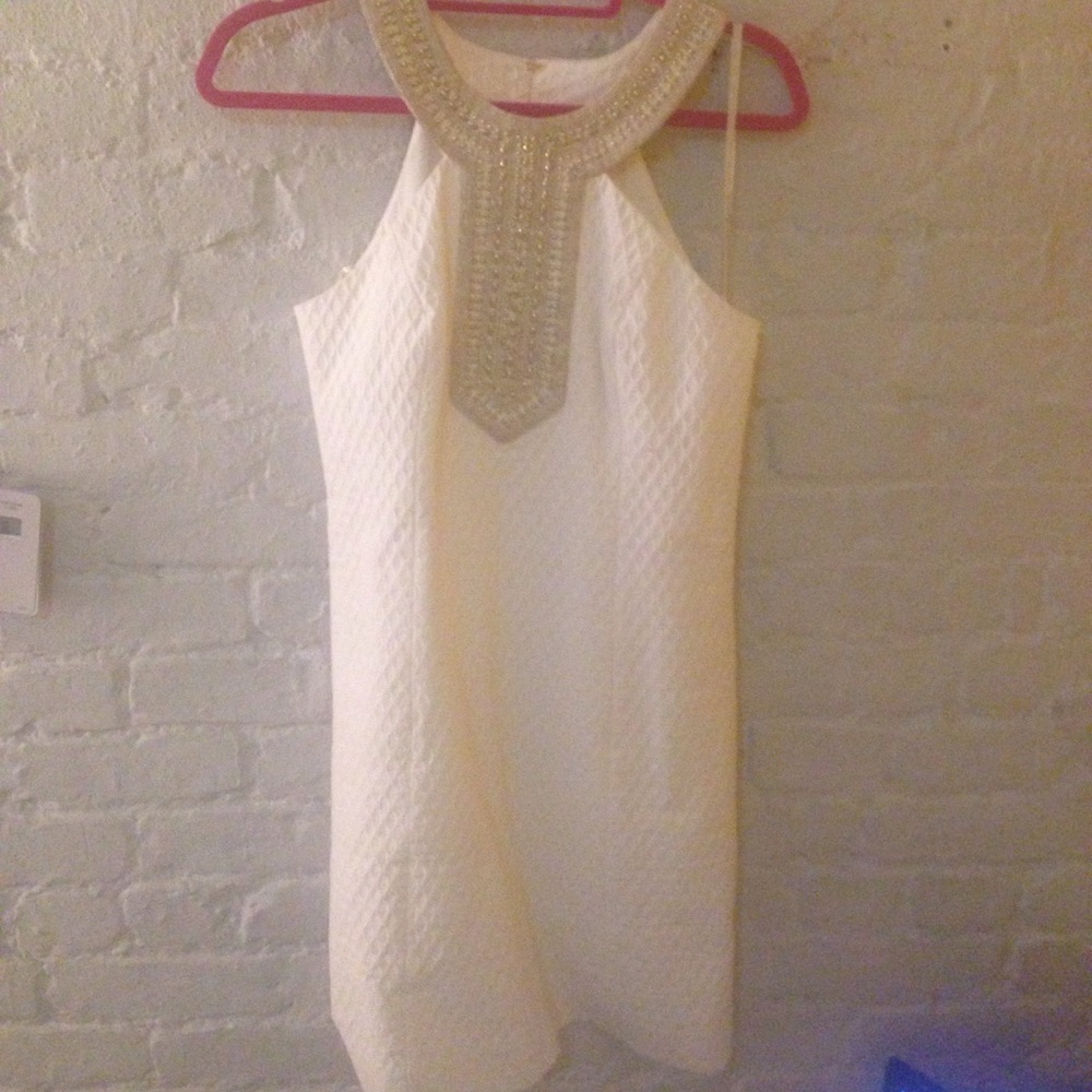 White and Gold beaded shift