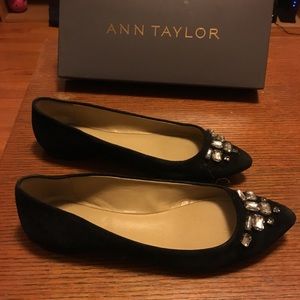 Ann Taylor Black Embellished Flats Size 71/2 M