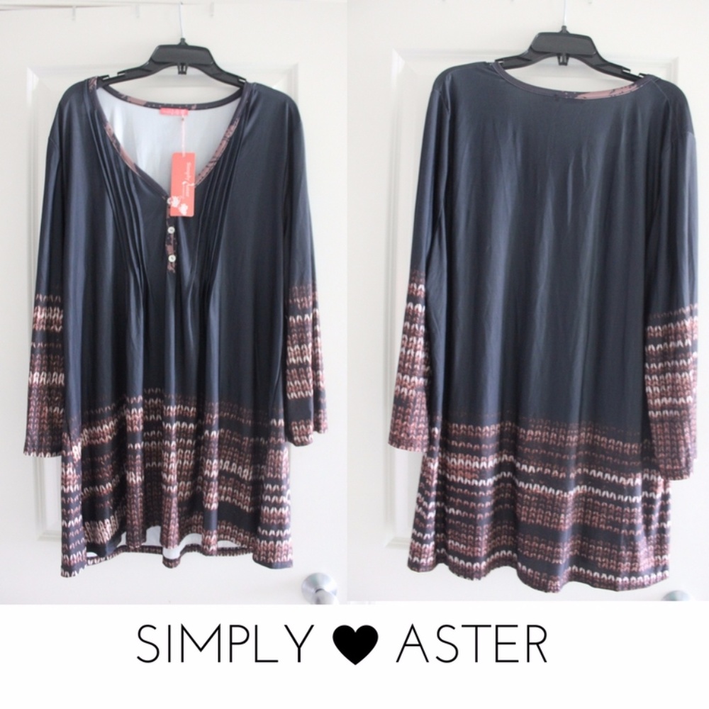 3XL Black plus size long sleeve tunic sheer