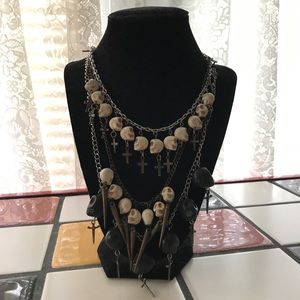 Set of 3 Skulls and Crosses Necklaces