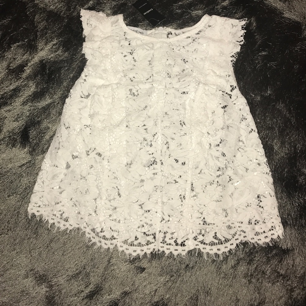 Bebe Crop White Lace Top- NWT