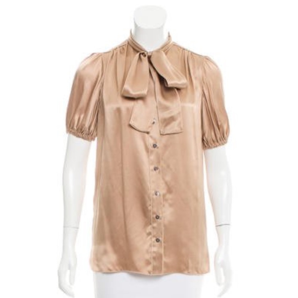 NWOT Dolce & Gabbana 100% Silk Tie-Neck Blouse