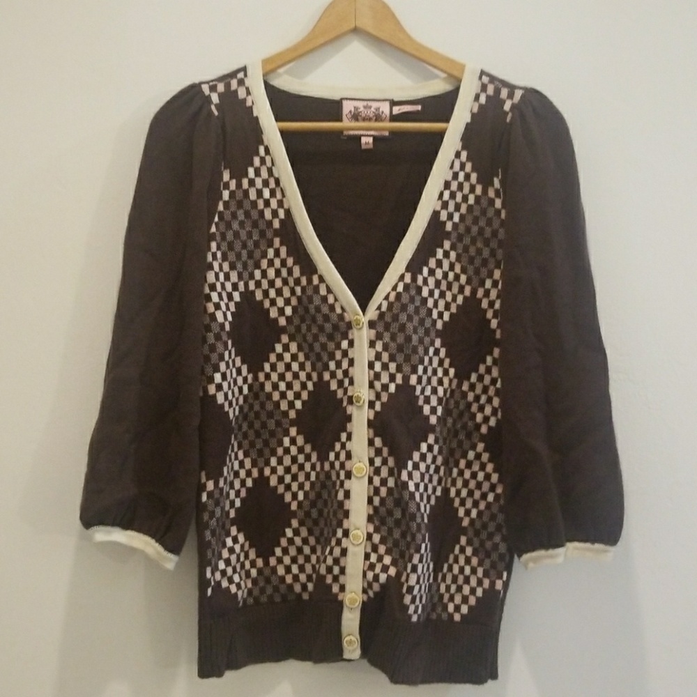 Juicy Couture cardigan Medium sweater brown & pink