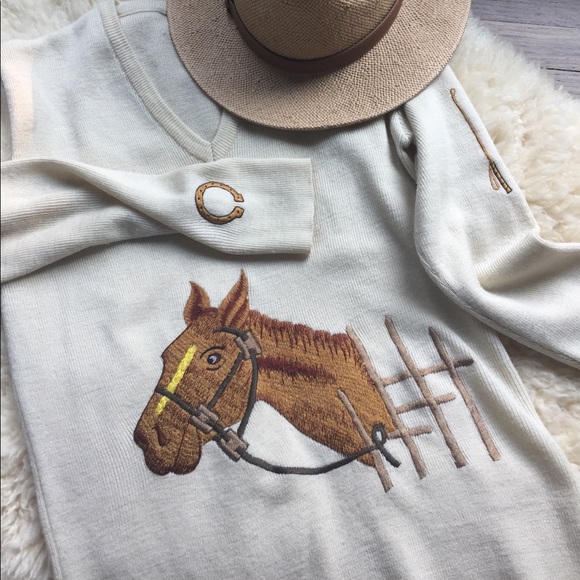 Vintage Sweaters - Vintage Horse Embroidery Appliqué Sweater AMAZING
