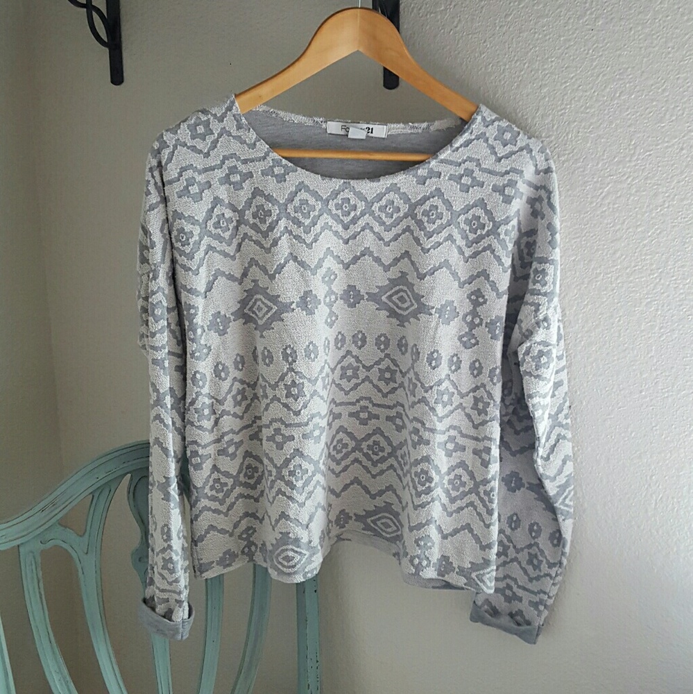 🔖SALE! Forever 21 Tribal terry sweatshirt crew