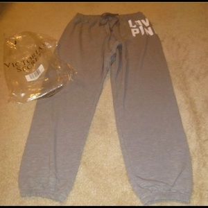 Victoria Secret PINK Gray Jogger Pants Size Medium