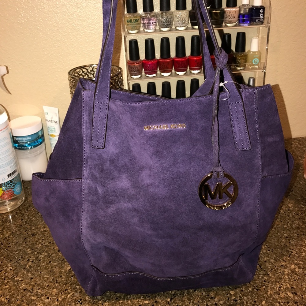 Michael Kors purple suede handbag nwt
