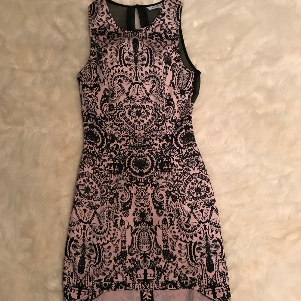 Body con dress with sheer open back