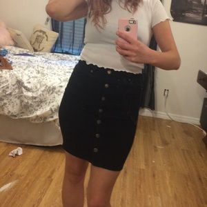 Forever 21 black denim button up skirt