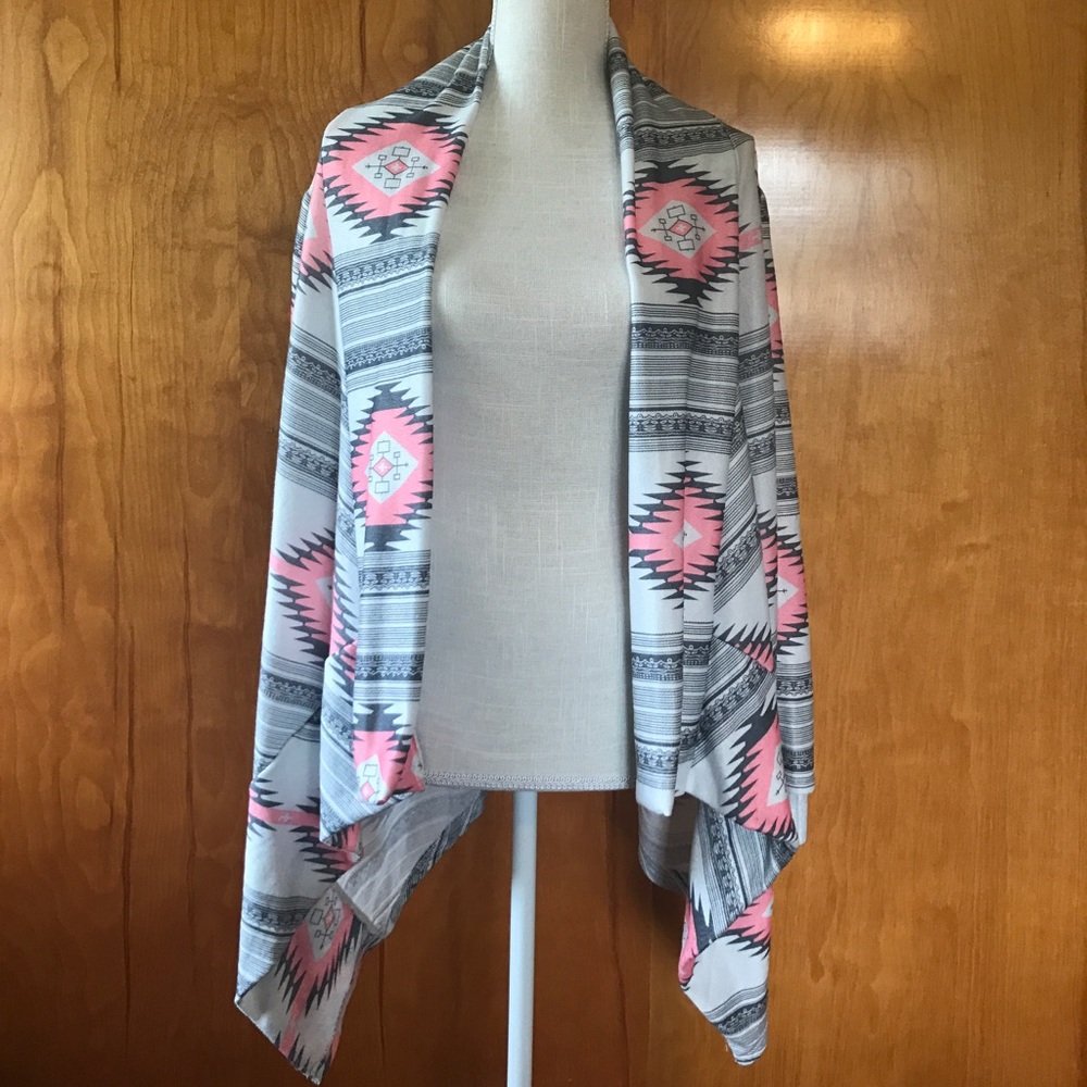 AZTEC SWEATER -PINK & GREY- MEDIUM