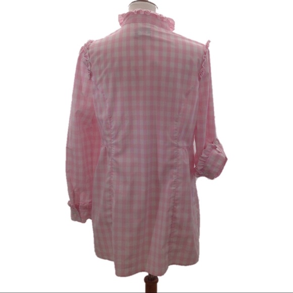 LAL Pink/White Gingham Dress/Tunic w/Ruffle Front - Picture 3 of 8