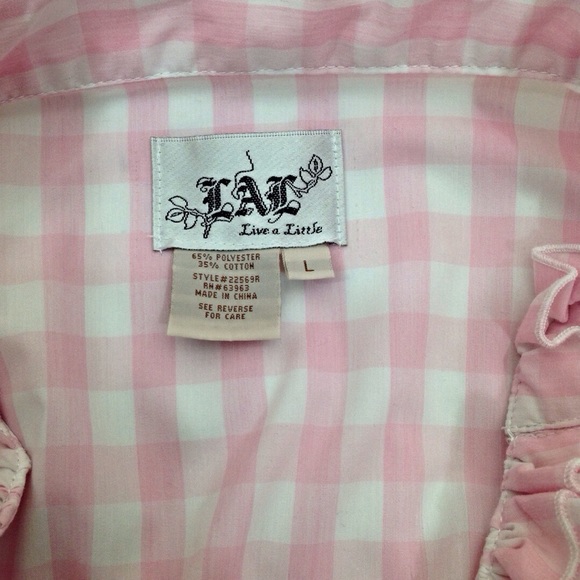 LAL Pink/White Gingham Dress/Tunic w/Ruffle Front - Picture 6 of 8