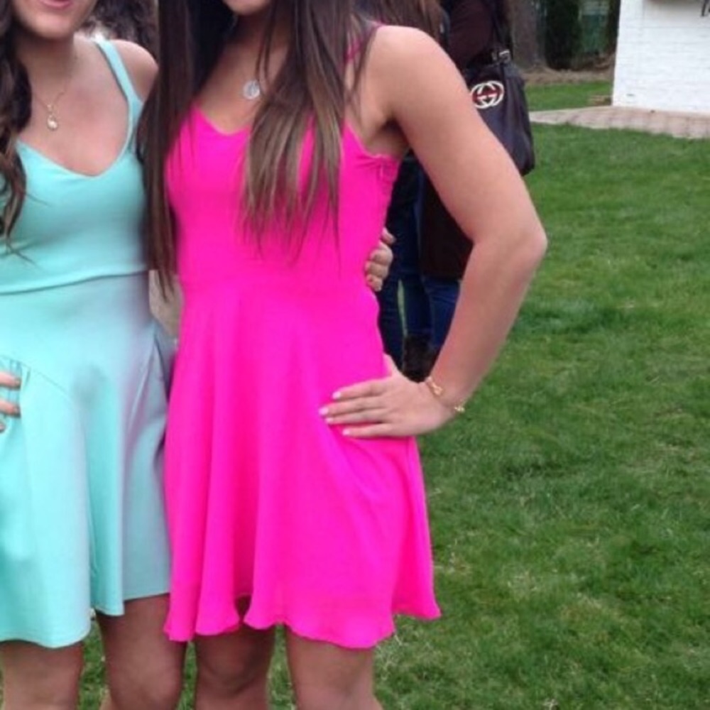 Lush hot pink caged back dress