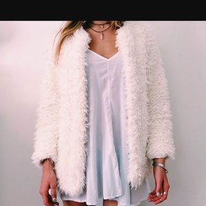 1. State white faux fur jacket
