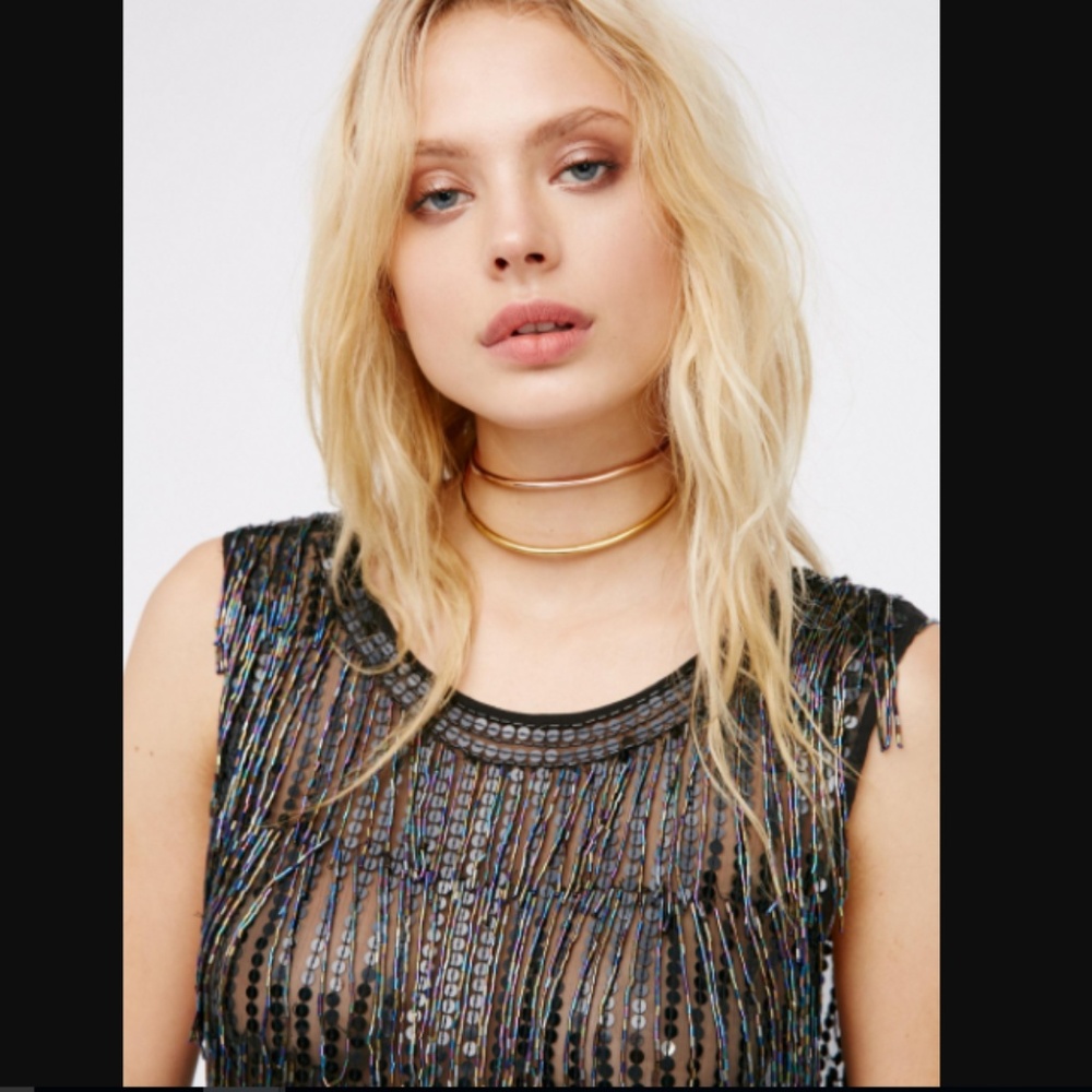 NWOT Free People beaded fringe slip dress - Picture 2 of 7