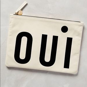 Clare V Flat Clutch - Cream/Black "Oui"