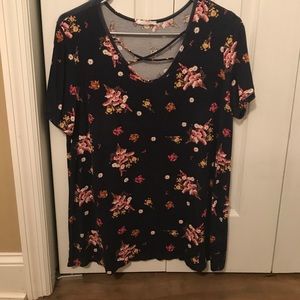 Navy floral top.