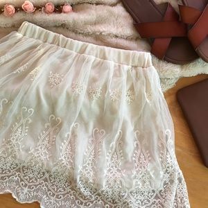 ANTHROPOLOGIE HAZEL White Crochet Lace Skirt SZ S
