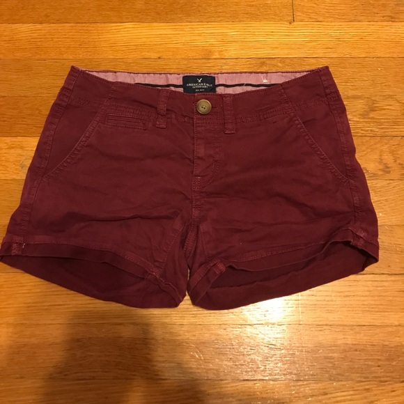 American eagle Maroon stretch shorts size 0 - Picture 2 of 5