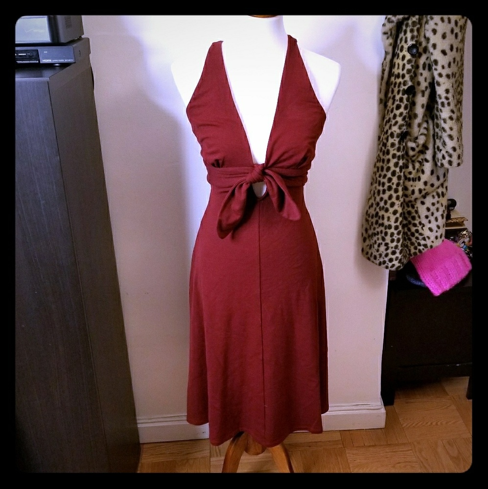 Stunning Betsey Johnson Red Wool Halter Dress