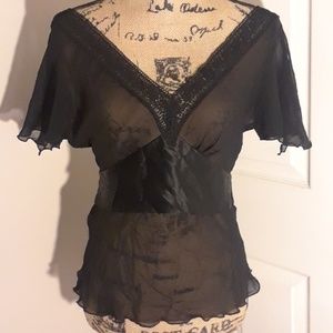 Express Cute Black Shear Top