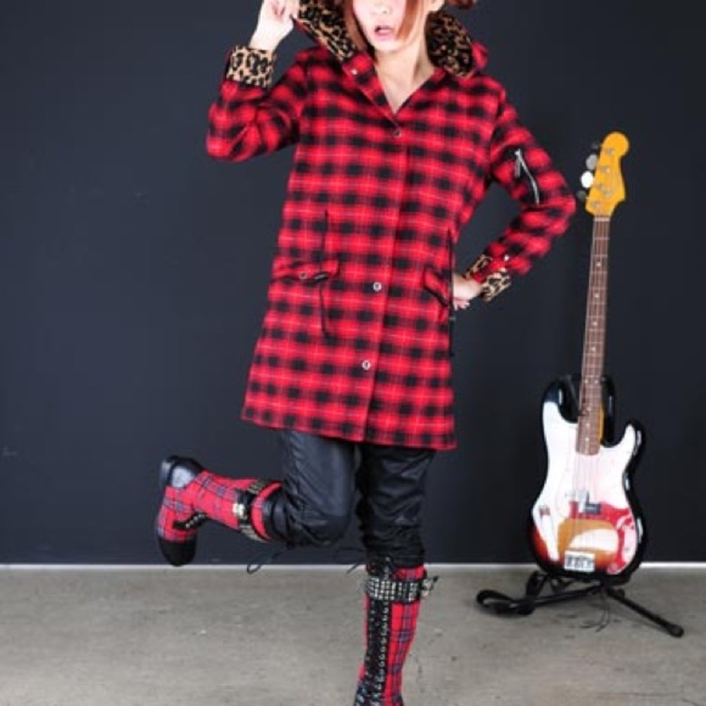 Abby Dawn Plaid red black jacket Parka