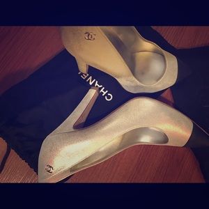 Silver Chanel party shoes