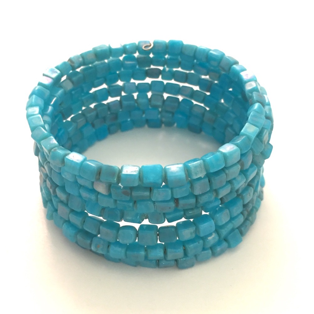 Turquoise Color Beaded Cuff Bracelet ⭐️