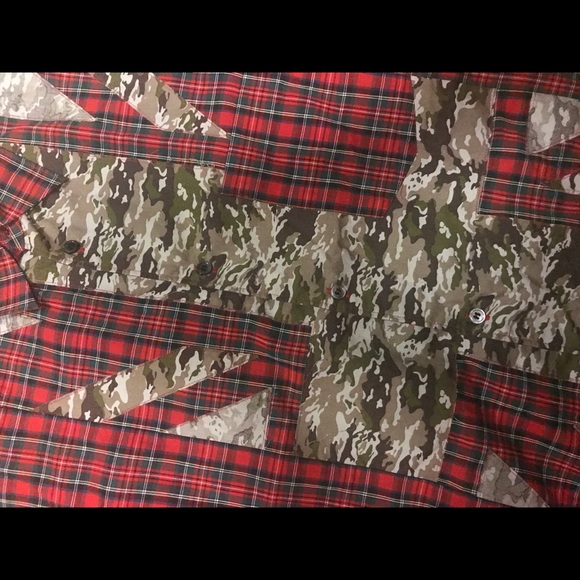 Comme des Garçons plaid and camouflage button down - Picture 2 of 3