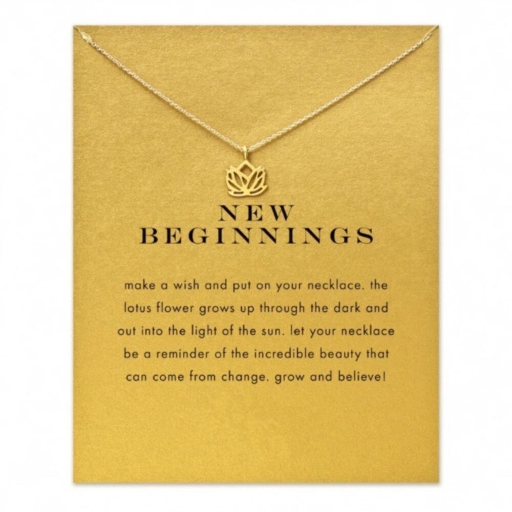 New Beginnings Lotus Necklace with Card