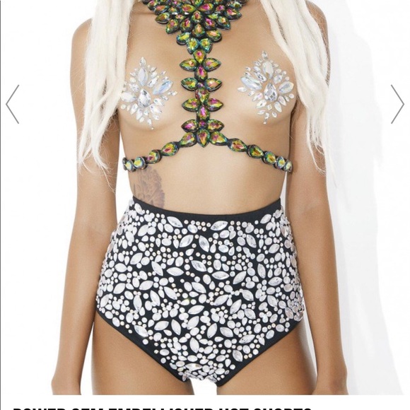 Jeweled Spandex High Waisted Bottoms - Picture 2 of 2