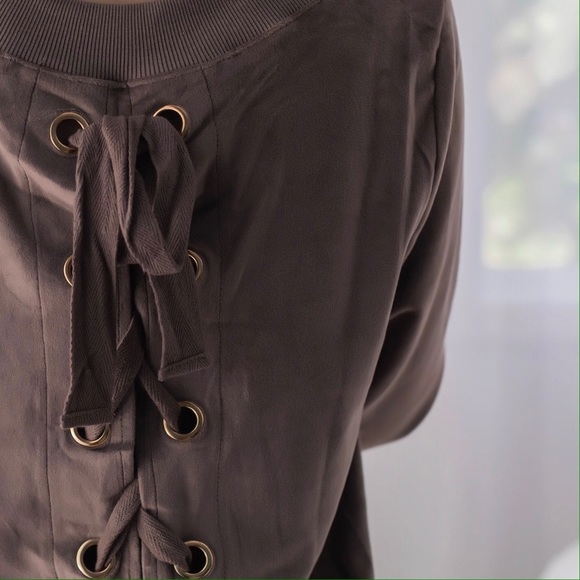 Lace Up Velour Sweatshirt - Picture 3 of 8