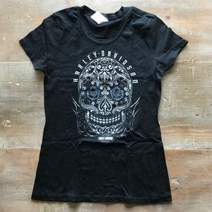 NWT Harley-Davidson Sugar Skull Fitted Women's T