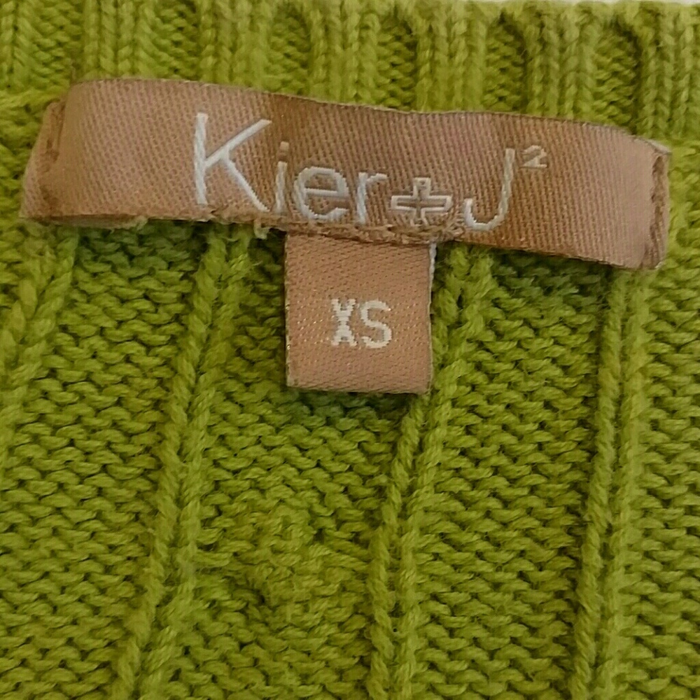 Green cotton v-neck cable knit sweater XS - Picture 4 of 5