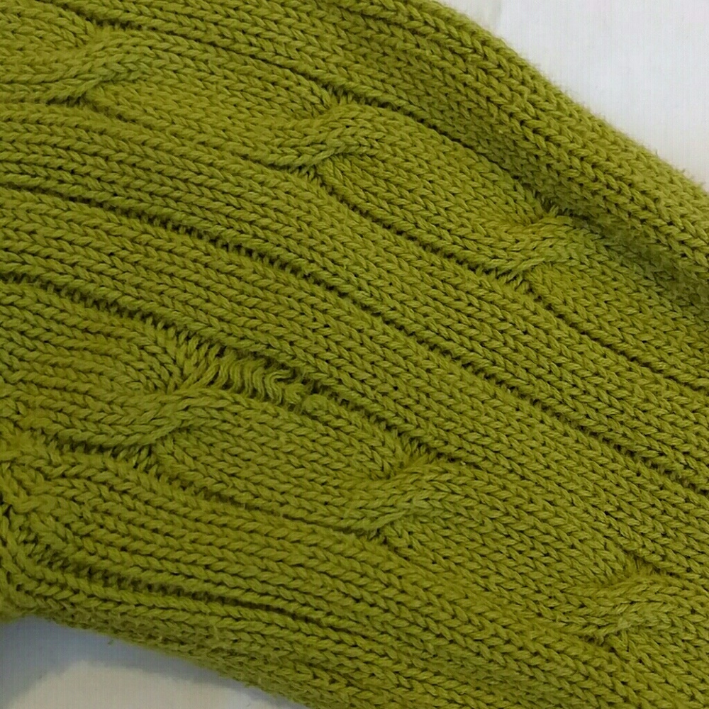 Green cotton v-neck cable knit sweater XS - Picture 5 of 5