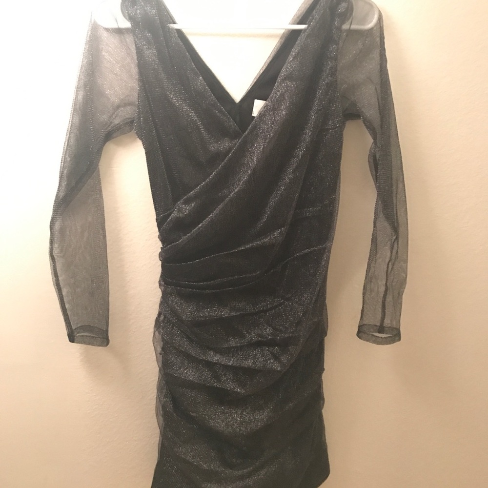 Badgley Mischka Ruched Sparkle Dress
