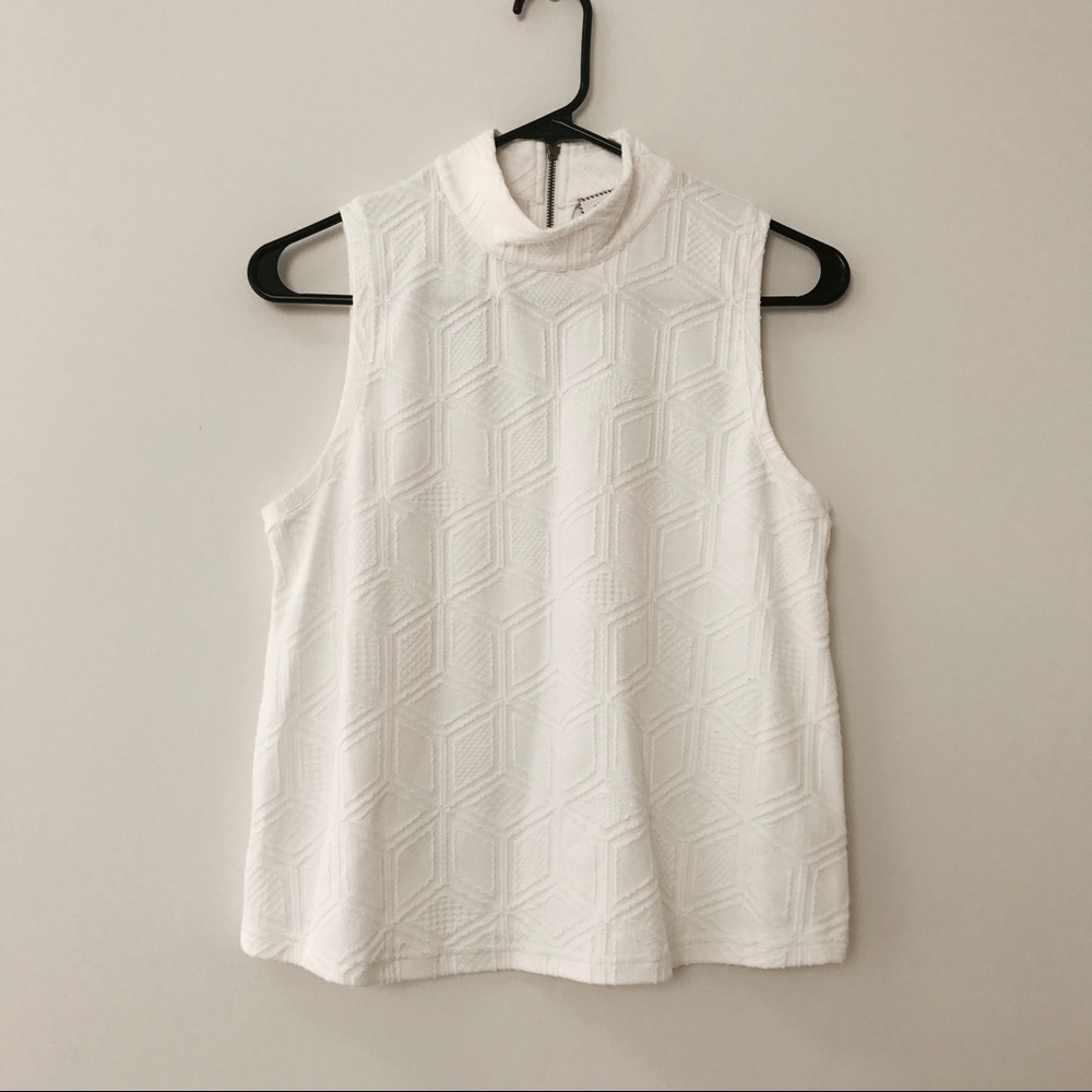 anthropologie ivory turtleneck tank top (nwot)