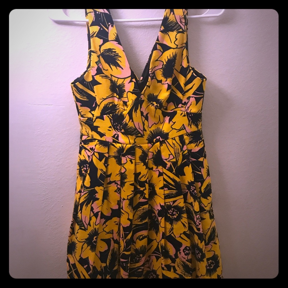 J.Crew Yellow and Navy Floral Dress