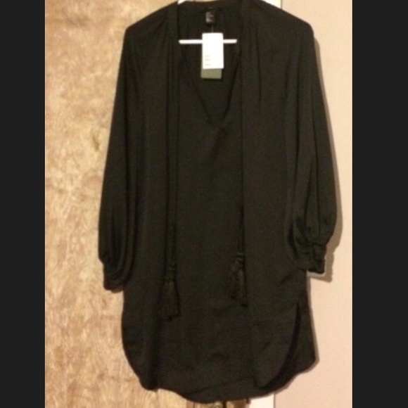 NWT H&M conscious collection tassel tunic black - Picture 2 of 2