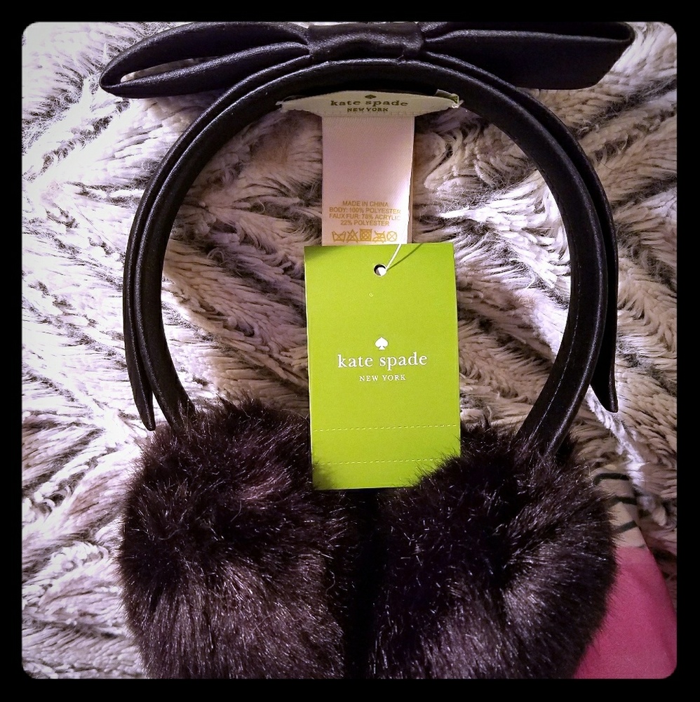 NWT Kate Spade Black Bow Earmuffs