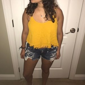 YELLOW POM POM CROP