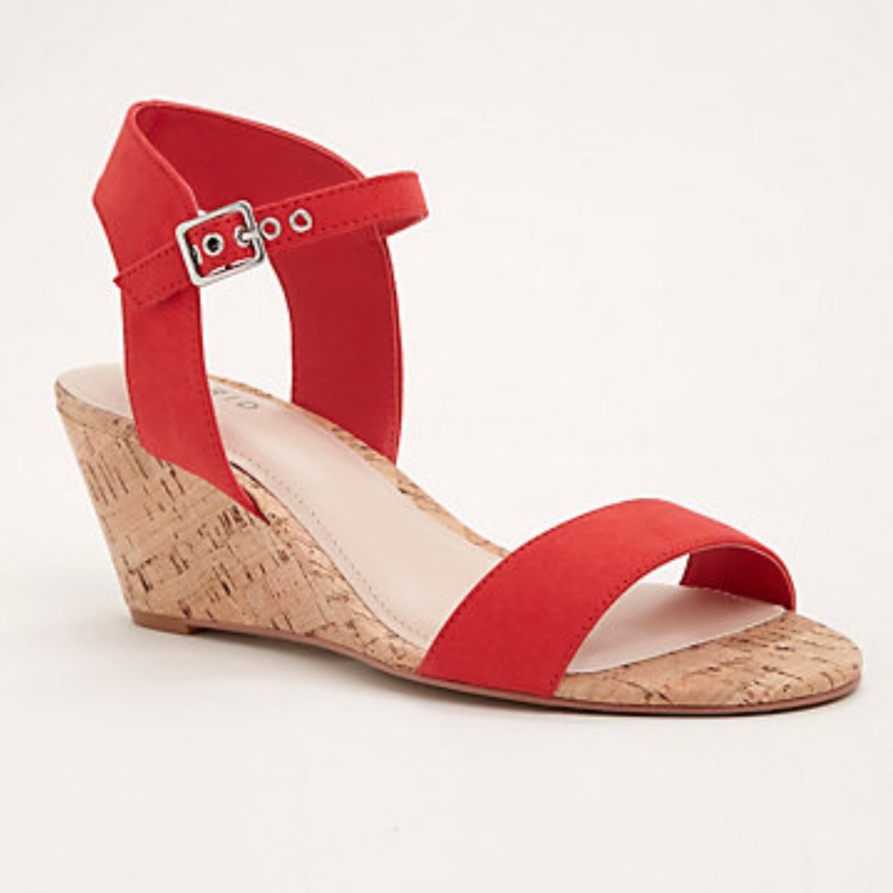 Torrid Red Cork mini wedge sandals wide width 9 10
