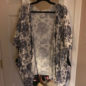 Navy blue and white kimono