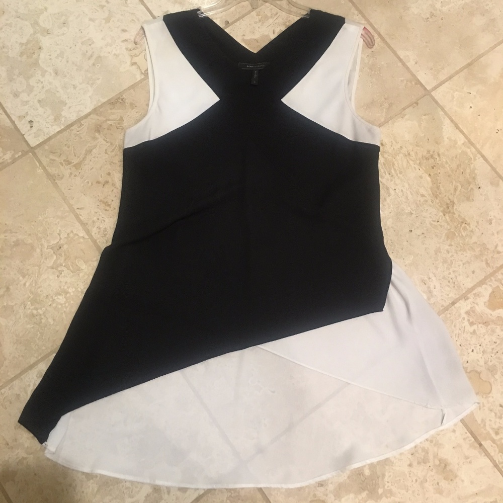 BCBG Maxazria Hi-Lo Black and White Top