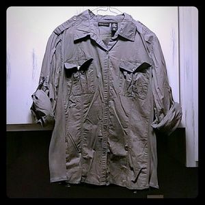 Gray army style button down shirt