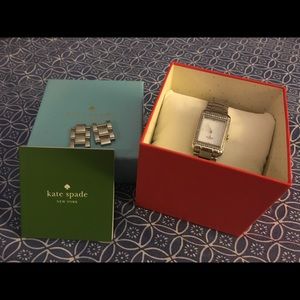 Kate Spade Silver Watch, Square w/ crystals