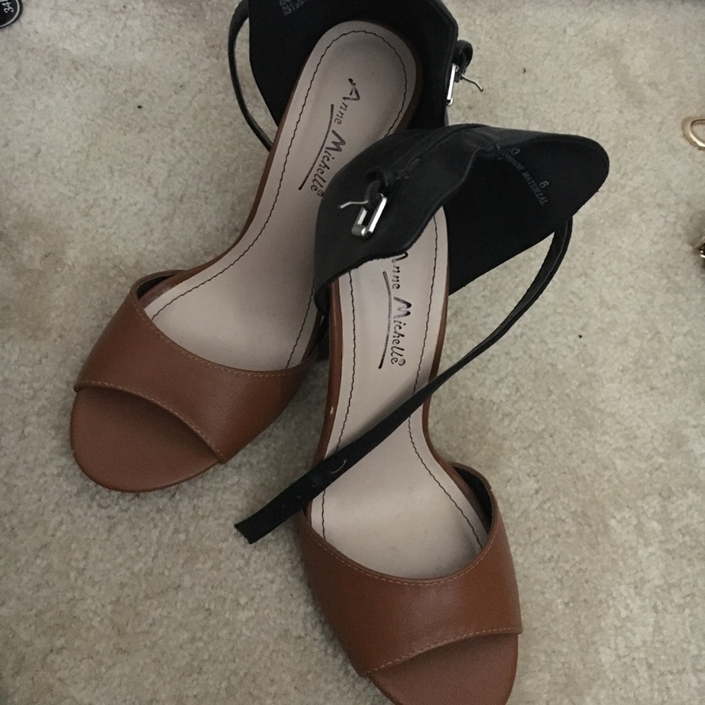 Brown and black heels