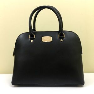 NWT Black Michael Kors Large Dome Satchel w/Gold